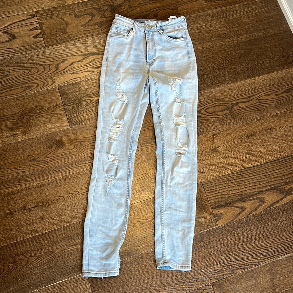 Bleach Coloured Ripped Skinny Jeans, High Rise